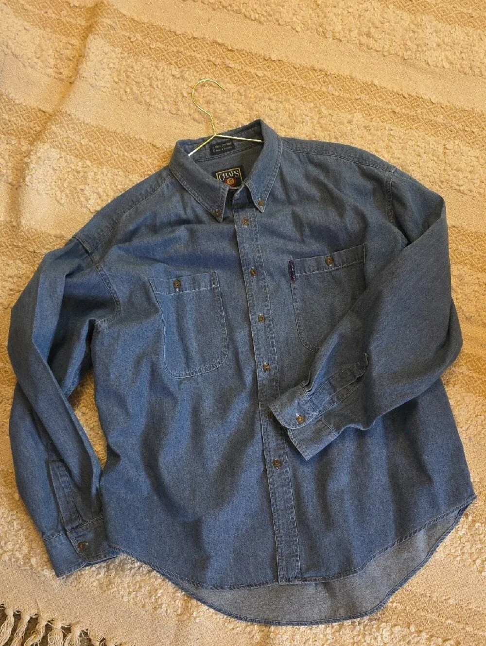 Chaps Men's Blue Denim Long-Sleeve Button-Down Shirt
